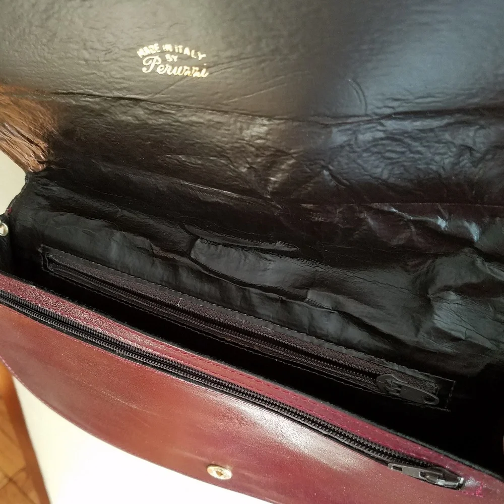 Vintage Peruzzi Italian Leather Suede Curved Bag Purse